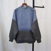 European Patchwork Denim Knitted Cardigan - Korean Style Women's Loose Sweater Coat