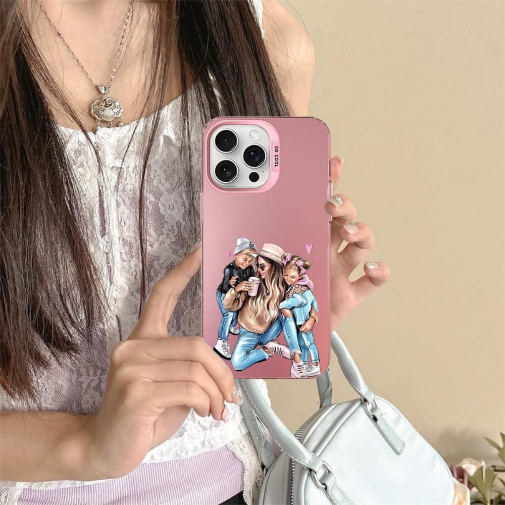 Super Dad Mom Baby Girl Phone Case For iPhone 16 15 14 13 12 11 Pro Max X XR XSMAX 8 7 Plus Matte Shockproof Back Cover