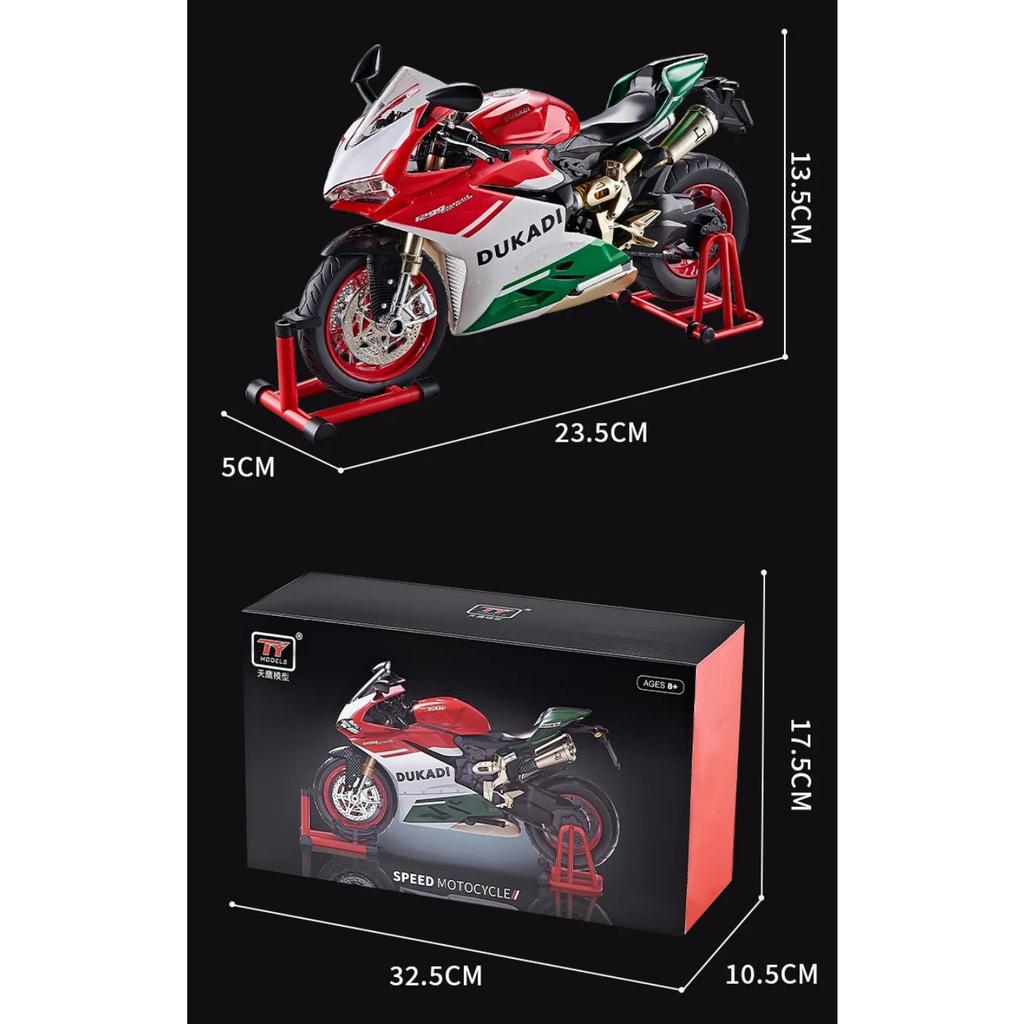 1/9 Ducati 1199 Panigale Alloy Sports Motorcycle Model Diecast Track Racing Motorcycle Model with Spray Sound Light Kids Toys