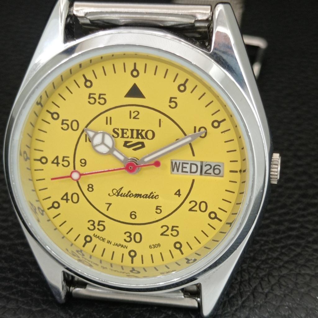 JAPAN VINTAGE REFURBISHED SEIKO 5 AUTOMATIC MENS YELLOW DIAL WATCH a444644-1