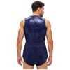 S-3XL Mens Waterproof Bodysuit Openable Crotch with Buttons Sleeveless Back Zipper Elastic Waistband One-piece Romper Jumpsuit for Clubwear Swimming