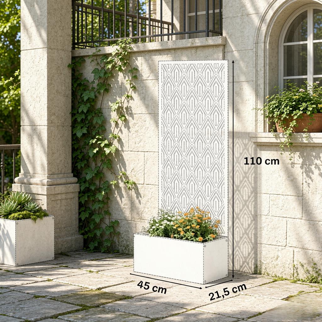 Weatherproof Garden Frame Made of Metal with Trellis and Flower Basin, Ventilated Construction for Garden Plants