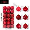 36-Piece Christmas Tree Ornament Set - 6cm Glitter & Painted Irregular Shape Balls