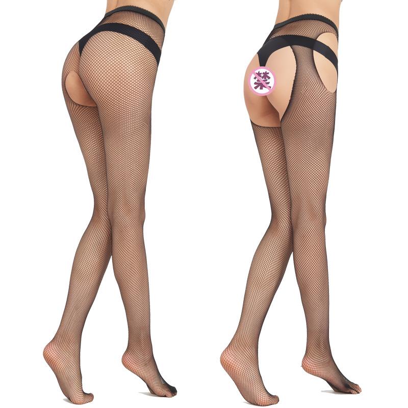 European & American Plus Size Open Crotch Fishnet Pantyhose