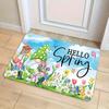 1pc Spring Theme Blue Sky Flower Gnome Decorative Doormat, Soft And Lightweight Non-Slip Washable Farmhouse Kitchen Mat For Laundry Room Or Bathroom F
