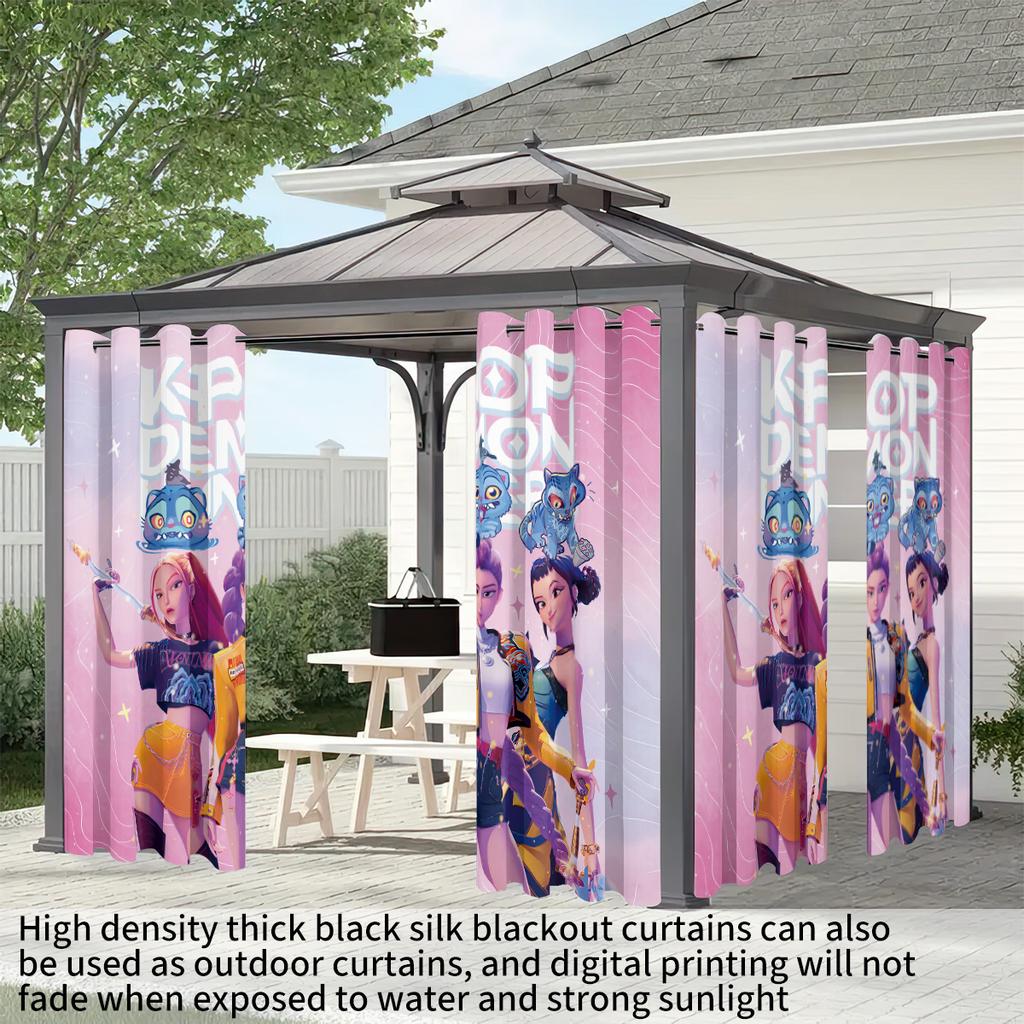 2 ks K-Pop Lovci démonů potisk zatemňovací závěsy izolace více velikostí obývací pokoj sváteční dekorace pratelné v pračce