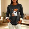 Women's Lined Long Sleeve Round Neck Halloween Print Top for Winter Casual Wear
