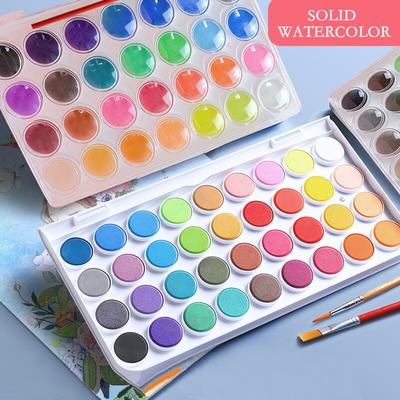 16/36 Colors Portable Solid Watercolor Paint Set Water Color Brush Pen For Child Painting Art Supplies