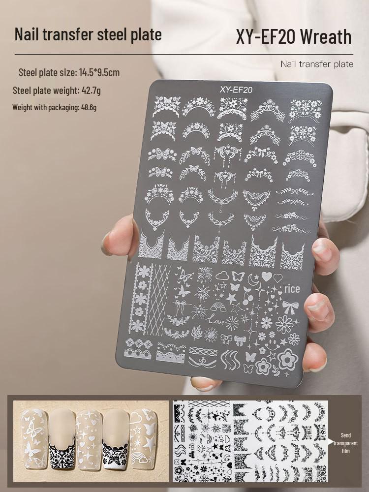 Nail Art Stamping Plates - Star, Polka Dot, Lines, Grid Lace Textures