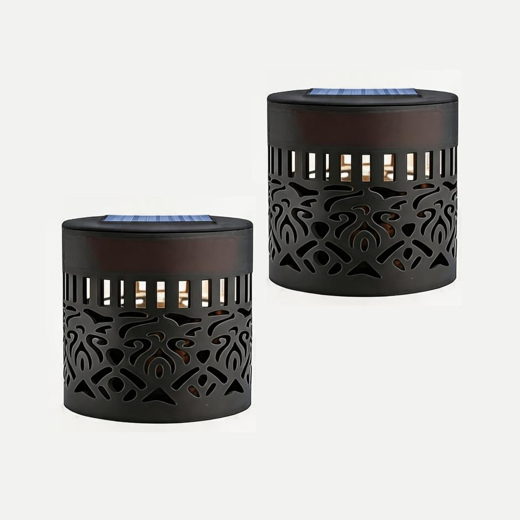 Solar Outdoor Wall Lights 2 Pack, Iron Art Mandala Projection Lamp, Waterproof Exterior Decor RGB Fairy Light for Garden Patio Courtyard Balcony Villa
