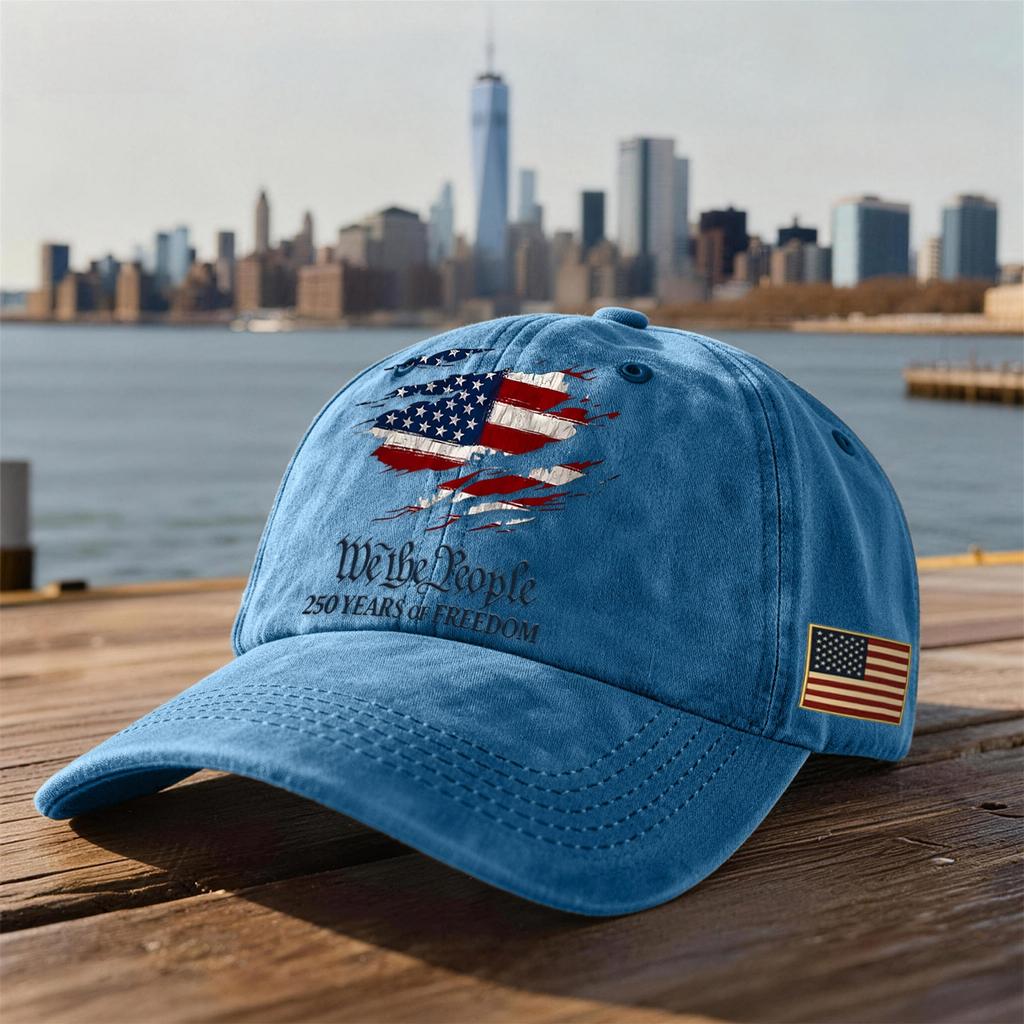 Unisex USA 250th Anniversary Printed Distressed Washed Baseball Cap | Patriotic Vintage Hat For Celebrations