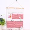 5 Grids Storage Bag Wall Hanging Wear Resistant Cotton Flax Space Saving Strong Loading Phone Holder Storage Pouch for Home