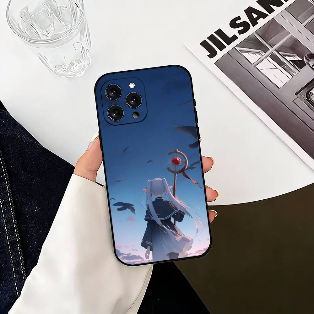 Sousou no Frieren Frieren Back View Phone Case For iPhone 17,16,15,14,13,12,11 Plus,Pro Max,XS,Soft Silicone Black Cover