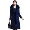 Women's Mid-Length Korean Wool Coat with Fox Fur Collar – Autumn/Winter