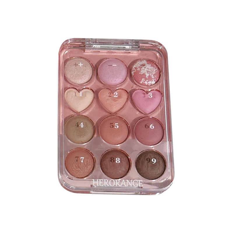 HERORANGE Love Heart Eyeshadow Palette - 12 Colors Matte, Shimmer & Glitter, Long-lasting, Earth Tones Eyeshadow.