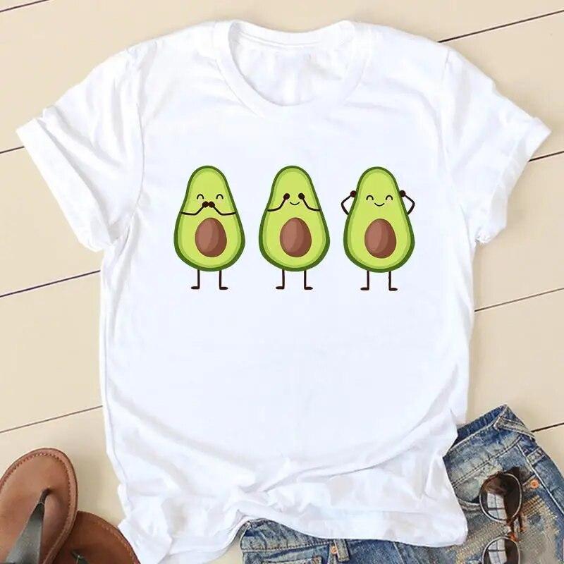 Women Avocado Love Sweet 90s Short Sleeve Graphic Tee T-shirts Female Ladies Fashion Casual Clothing Summer Tshirt Clothes