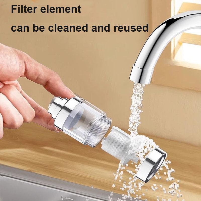 Kitchen Sink Tap Water Filter Removes Sediment Chlorine 360° Swivel Aerator With Washable Cartridge