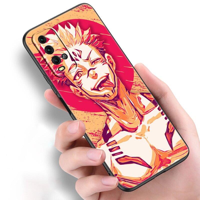 Anime Jujutsu Kaisen Ryomen Sukuna Phone Case For Xiaomi Redmi Note 11 10 9 8 Pro 11T 10T 10S 9S 8T 9 9A 9C 9T Black Soft Cover