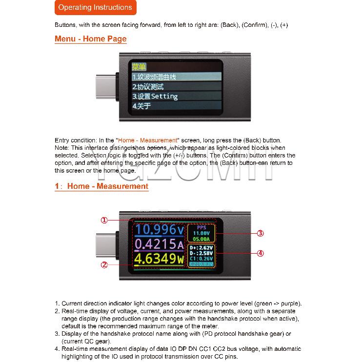 DC 4-30V 0-12A Type-c Test Meter Power meter Protocol Detector IPS Digital Ammeter Voltmeter Charger KWS-X1
