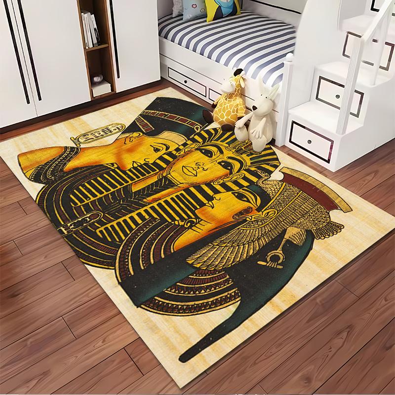 Ancient Egyptian Pharaoh Artwork Rug Non-slip rug suitable for living room and bedroom sofas.