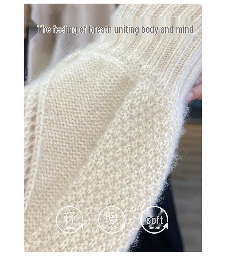 2023 Autumn/Winter Women's V-neck Pure Wool Cashmere Sweater - Loose, Slimming, Fashionable Knitwear Pullover
