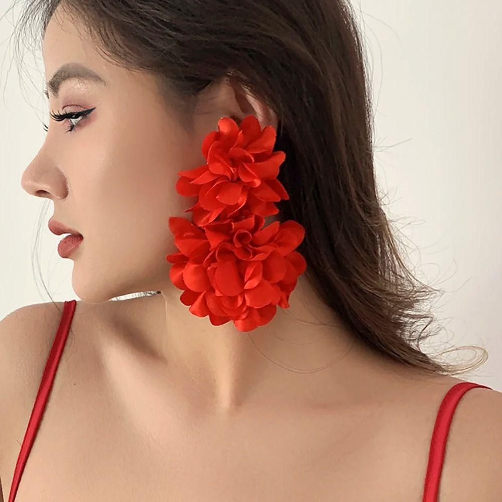 Exaggerated Flower Stud Earrings Vintage Bohemian Dangle Earring Retro Large Flower Earrings  Beach