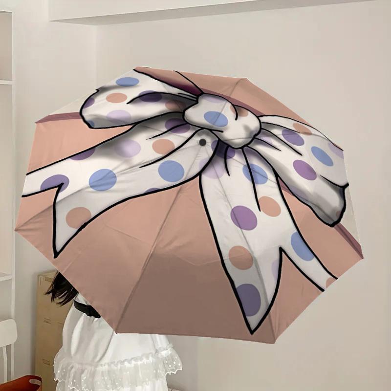 1pc Polka Dot Bow Automatic Open/Close Umbrella, Formal Events - Ideal Gift for Family or Friends, Outdoor Accessory Yy251211235