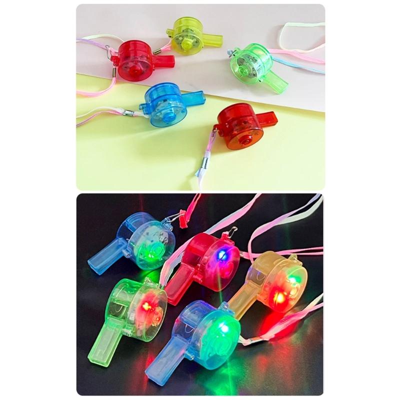 Vibranted LED Light Up Whistles 6 Pack Plastic Cheering Tools for Night Event Festival Celebration