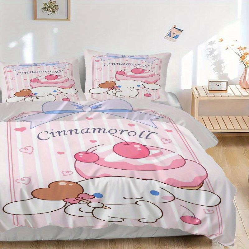 

3pcs Sanrio Cherry Cake Cinnamoroll Bedding Set, Including 1 Quilt Cover and 2 Pillow Shams, Without Filling, Soft and Comfortable Home Bedr 135x200cm