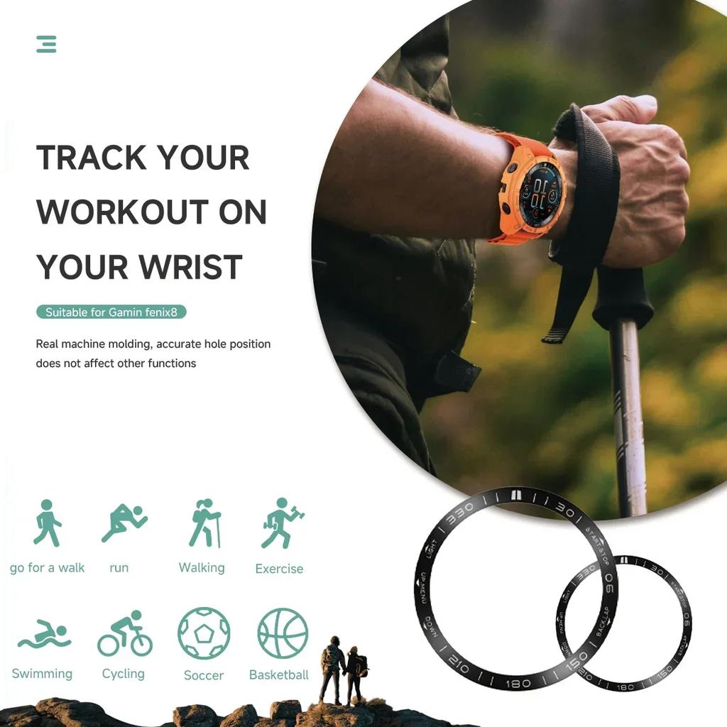 Watch Bumper Cover Ring Bezel For Garmin Fenix 8 47mm 51mm Bezel Metal Case Cover Protector Anti Scratch Fenix 8 51 Accessories