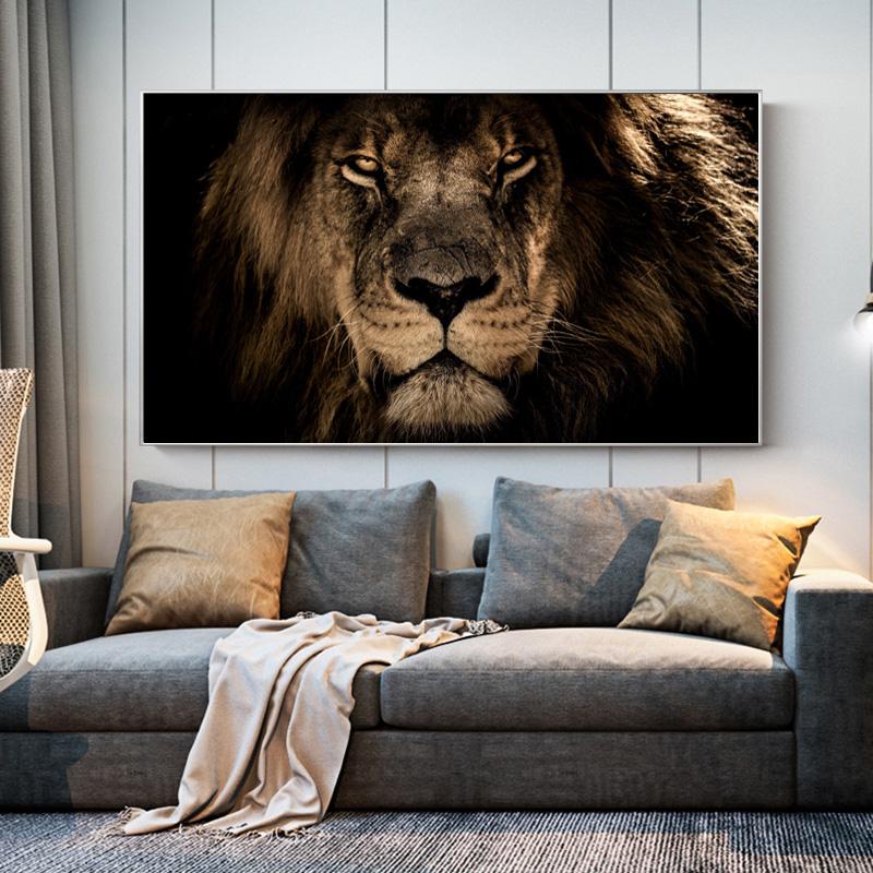 

Плакат, настенная живопись на холсте, абстрактное черное золото, лев, постеры с животными и принты, художественная настенная живопись для гостиной, домашний декор, без рамки 21*30cm