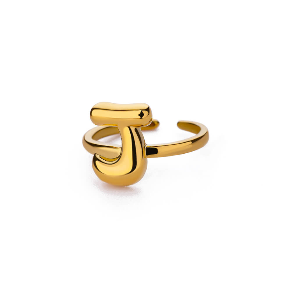 Chunky Initial Letter Rings for Women Gold Color Stainless Steel Ring Vintage Alphabet Jewelry Finger Accessories anillos mujer