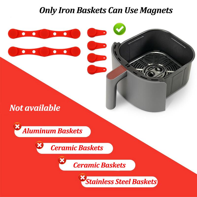 Silikon Heißluftfritteusen-Magnete für Heißluftfritteusen-Pergamentpapier-Einlage Heißluftfritteusen-Zubehör Magnetische Schnalle Hitzebeständiges Fixierwerkzeug