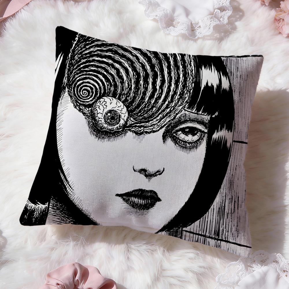 J-Junji Ito Terror Horror Cushion Cover Premium Comfort Reversible Pillow Cove -Two in One Design for Any Room & Car Interior