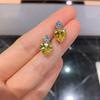 Jewelry Retro Colored Treasure With Diamonds Simulation Yellow Diamond Love Heart Pendant Love Stud Earrings Temperament Gift Women