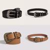 Retro Art Deco Womens Faux Leather Belt With Metal Buckle For Summer