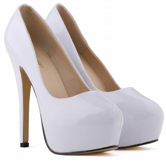 white platform heels size 5