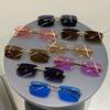 Vintage Leopard Head Square Sunglasses Unisex Rimless Sunglasses Marine Piece Glasses