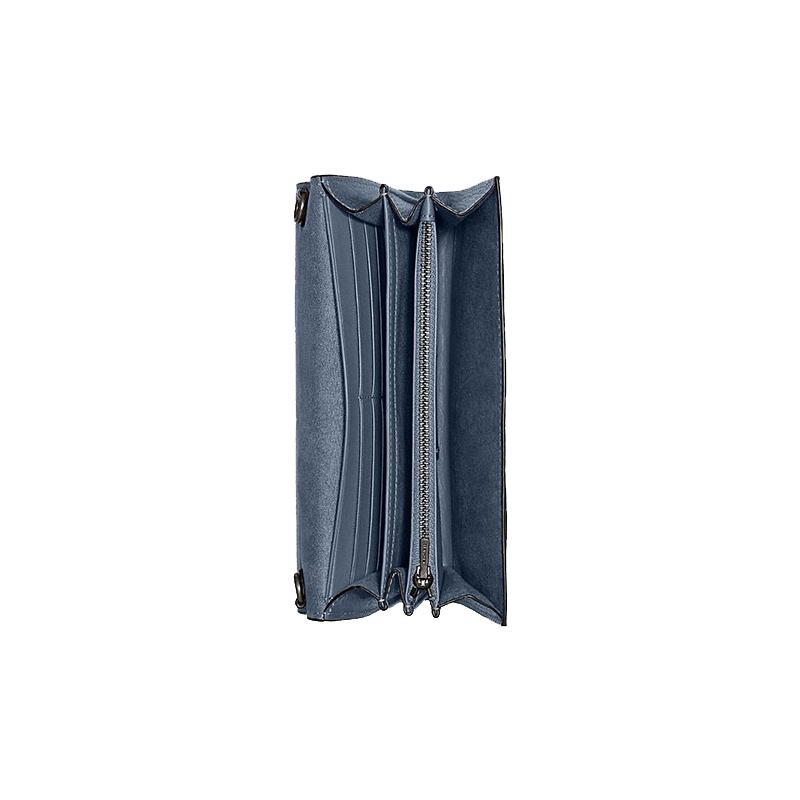 Coach Tabby 20 Solid Color Chain Polished Pebbled Leather Clutch Shoulder Crossbody Bag Small Women's Denim Blue