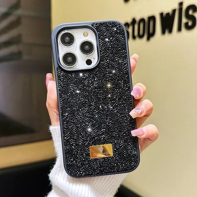 Stilvolle glänzende Handyhülle mit Imitationsdiamanten für iPhone 16 15 14 13 12 11 Pro Max Plus INS Girl Rückseite Stoßfestes TPU + PC Hartschalenetui