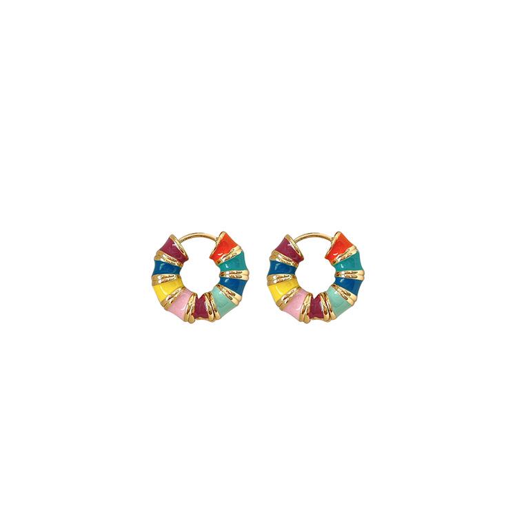 2025 Minimalist French Enamel Earrings: High-End European & American Fashion Ear Cuffs & Hoops