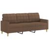 3 Piece Sofa Set with Cushions Brown Fabric