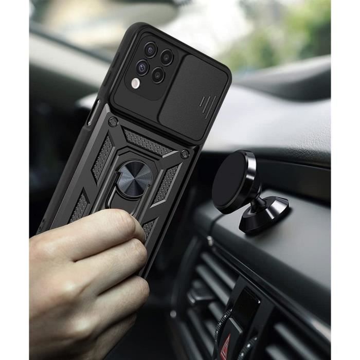 Coque et Verres Trempés - Booling - pour Samsung A12 - Noir - Armée - Antichoc