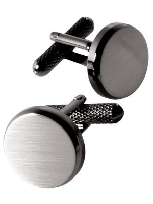 Tabarat Round Tapered Made In Brass Cufflinks, Cuffs, Men's Gift, Japan, (Black Silver)