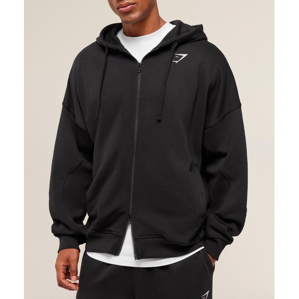 Gymshark Power Zip Up Hoodie Black Oat White A4b9t Bc2v