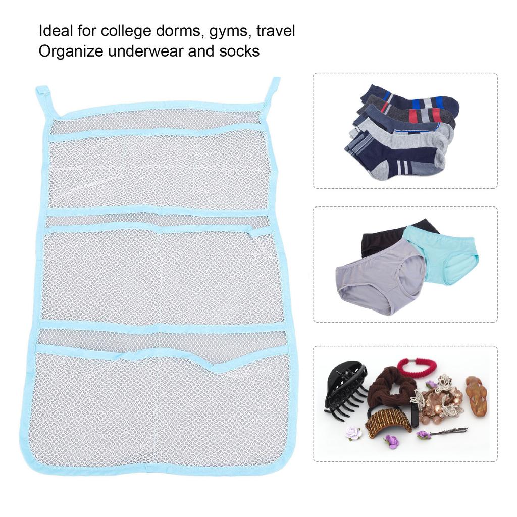 2 Set Bathroom Toiletries Storage Mesh Bag Hanging Net with Multi Pockets Suction Cup