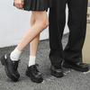 Niche design sense square head small leather shoes women's British style derby shoes thick heel lace-up retro single shoes women 5776-J