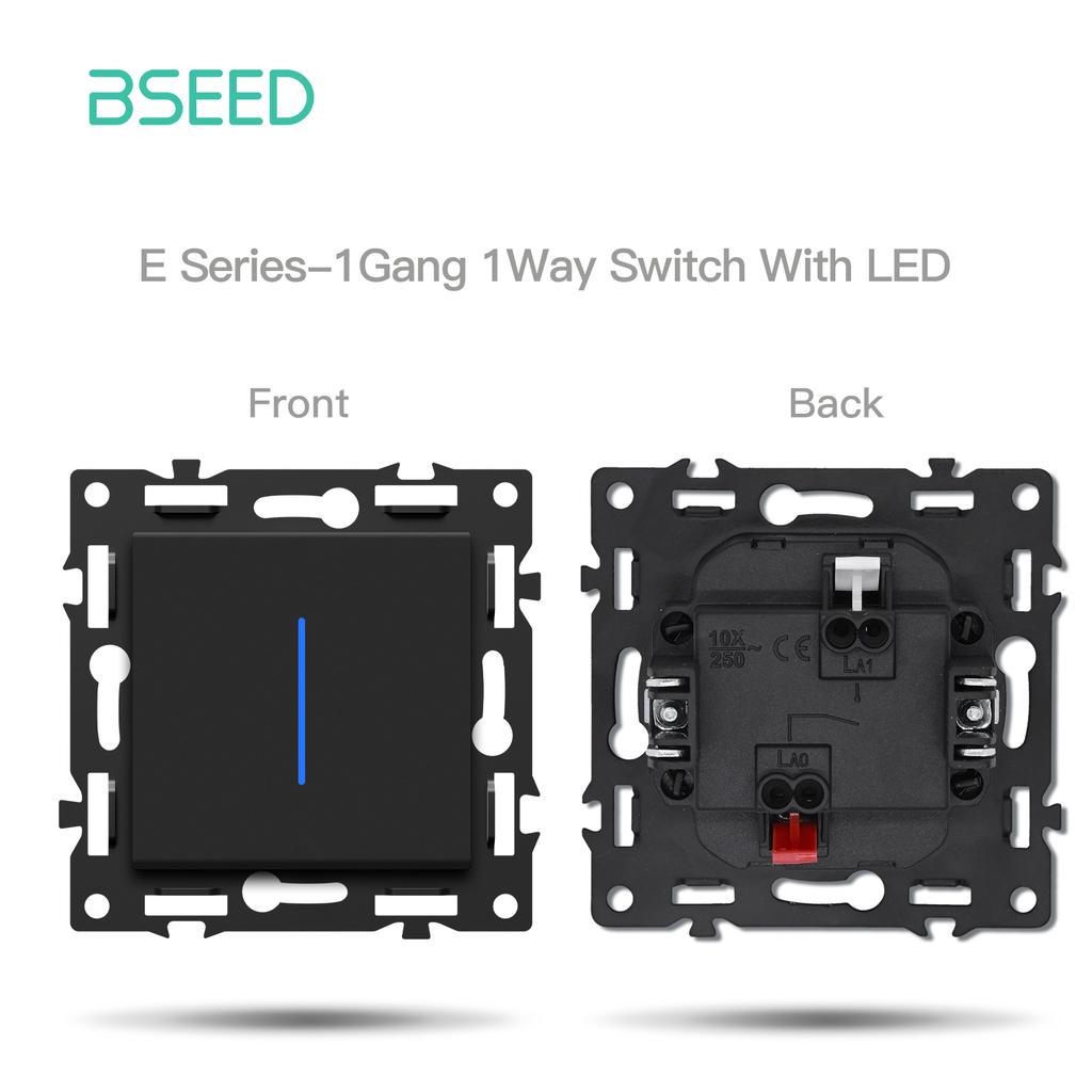 BSEED Switch DIY Modules Light Switch Parts Black Glass/Plastic Frame DIY Combination Wall Sockets TV CAT6 USB-C Charge Key