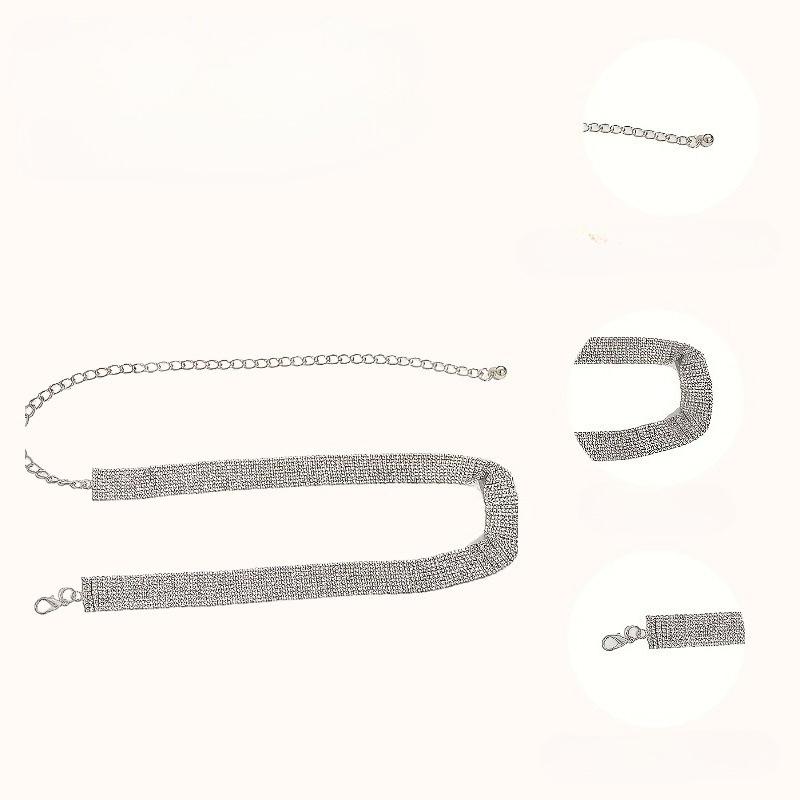 Strass-Hüftkette mit geometrischem Muster, beliebt, Legierung, mehrschichtig, vollbesetzt mit Strasssteinen, vielseitig für Feiertage, Muttertagsgeschenk