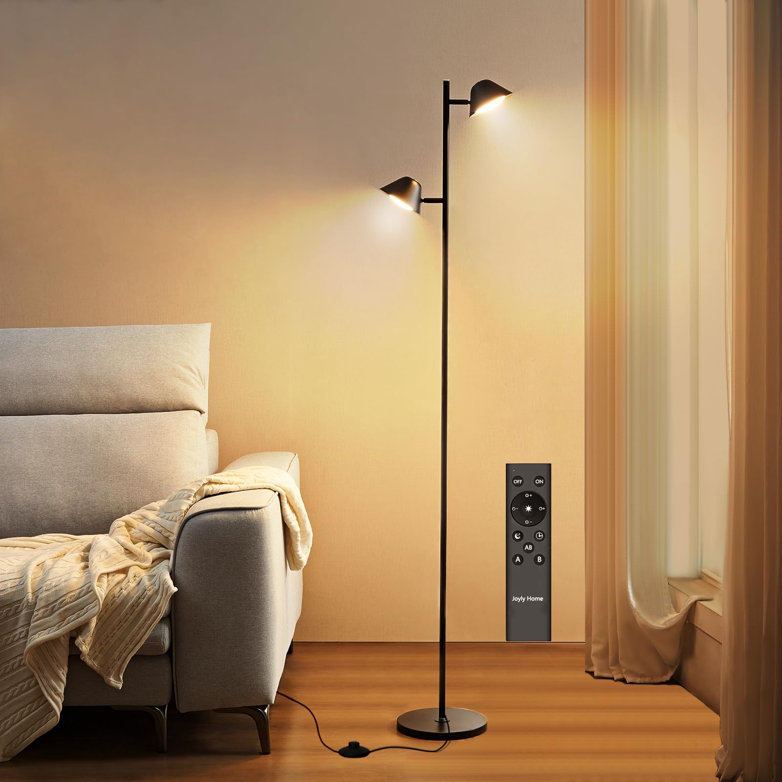 

Joyly Home LED Floor Light, 20W with Remote Control, Stylish Ambient Lighting, Dimmable and Color-Adjustable, Timer, Dual Headlights + Touch Control